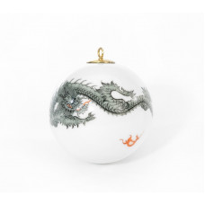 Kugel, Ming-Drache, reich, schwarz, ohne Kante, weißer Rand, ø 5 cm
