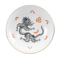 Untertasse zu 10633, Ming-Drache, reich, schwarz, ohne Kante, Goldrand