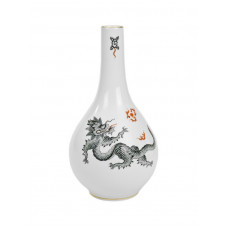 Vase, Ming-Drache, reich, schwarz, ohne Kante, Goldrand, H 24,5 cm