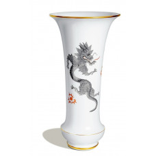 Vase, Ming-Drache, reich, schwarz, ohne Kante, Goldrand, H 41 cm