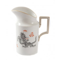 Milchkännchen, Ming-Drache, reich, schwarz, ohne Kante, Goldrand, H 12,5 cm