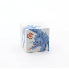 Würfel, Ming-Drache, reich, hellblau, ohne Kante, weißer Rand