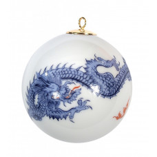 Kugel, Ming-Drache, reich, hellblau, ohne Kante, weißer Rand, ø 5 cm