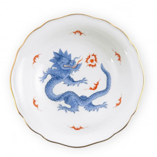 Kompottschüssel, Ming-Drache, reich, hellblau, ohne Kante, Goldrand, ø 16 cm