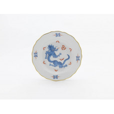 Teller, Ming-Drache, reich, hellblau, ohne Kante, Goldrand, ø 20 cm