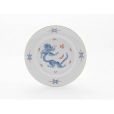 Teller, Ming-Drache, reich, hellblau, ohne Kante, Goldrand, Ø 29 cm