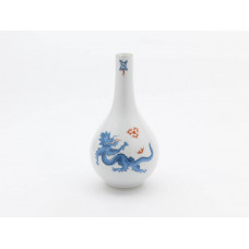 Vase, Ming-Drache, reich, hellblau, ohne Kante, Goldrand, H 24,5 cm