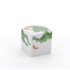 Würfel, Ming-Drache, reich, grün, ohne Kante, weißer Rand