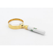 Lupe, Ming-Drache, reich, grün, ohne Kante, weißer Rand, L 17,5 cm