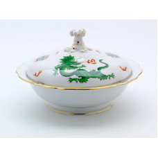 Sch&uuml;ssel m.D., Ming-Drache, reich, gr&uuml;n, ohne Kante, Goldrand, V 1,00 l