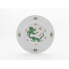 Teller, Ming-Drache, reich, grün, ohne Kante, Goldrand, Ø 29 cm