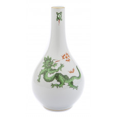 Vase, Ming-Drache, reich, grün, ohne Kante, Goldrand, H 24,5 cm