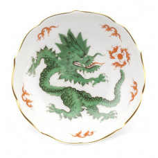 Sch&auml;lchen, Ming-Drache, reich, gr&uuml;n, ohne Kante, Goldrand, &oslash; 8 cm
