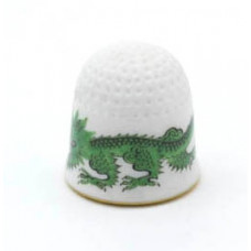 Fingerhut, Ming-Drache, reich, grün, ohne Kante, Goldrand, 2,5 cm