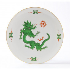 Wandschale, Ming-Drache, reich, grün, ohne Kante, Goldrand,