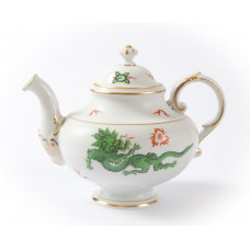 Teekanne, Ming-Drache, reich, grün, ohne Kante, Goldrand, V 0,55 l