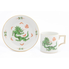 Espressotasse, Ming-Drache, reich, grün, ohne Kante, Goldrand, H 6,5 cm