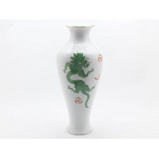 Vase, Ming-Drache, reich, grün, ohne Kante, Goldfaden stark und schwach, H 57 cm