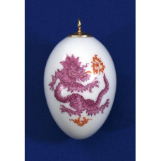 Miniatur-Ei, Ming-Drache, reich, purpur, ohne Kante, wei&szlig;er Rand, H 4,5 cm