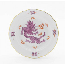 Teller, Ming-Drache, reich, purpur, ohne Kante, Goldrand, ø 16 cm