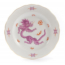 Speiseteller, Ming-Drache, reich, purpur, ohne Kante, Goldrand, ø 25 cm