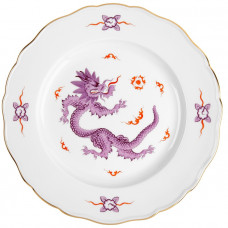 Speiseteller, Ming-Drache, reich, purpur, ohne Kante, Goldrand, ø 28 cm