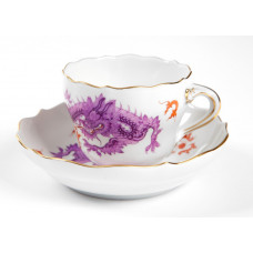 Espressotasse, Ming-Drache, reich, purpur, ohne Kante, Goldrand, V 0,1 l
