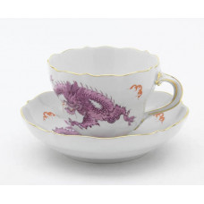 Kaffeetasse m.U., Ming-Drache, reich, purpur, ohne Kante, Goldrand, V 0,25 l