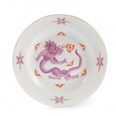 Teller, Ming-Drache, reich, purpur, ohne Kante, Goldrand, ø 19 cm