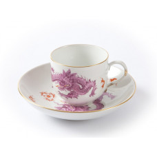 Espressotasse Glatte Form, Ming-Drache, reich, purpur, ohne Kante, Goldrand, V 0 l