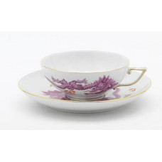 Teetasse m.U., Ming-Drache, reich, purpur, ohne Kante, Goldrand, V 0,11 l