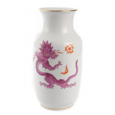 Vase, Ming-Drache, reich, purpur, ohne Kante, Goldrand, H 30 cm
