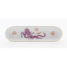 Schale, Ming-Drache, reich, purpur, ohne Kante, Goldrand, L 24 cm