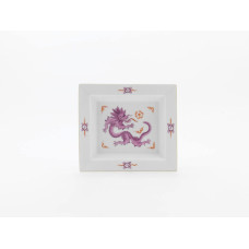 Vide-poche groß, Ming-Drache, reich, purpur, ohne Kante, Goldrand, 21 x 18,5 cm