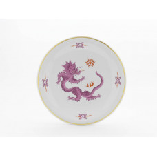 Wandschale, Ming-Drache, reich, purpur, ohne Kante, Goldfaden bzw. Goldreifen,
