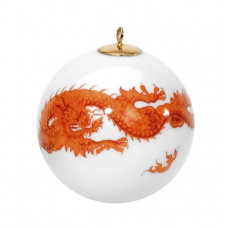 Kugel, Ming-Drache, reich, rot, ohne Kante, weißer Rand, ø 5 cm