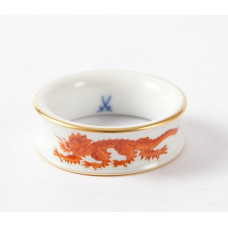 Serviettenring, Ming-Drache, reich, rot, ohne Kante, Goldrand, ø 4,5 cm