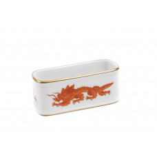 Serviettenring, Ming-Drache, reich, rot, ohne Kante, Goldrand, 5,6 cm