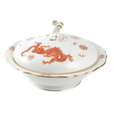 Sch&uuml;ssel m.D., Ming-Drache, reich, rot, ohne Kante, Goldrand, V 1,00 l