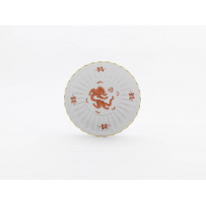 Beilageschale rund,gemuschelt, Ming-Drache, reich, rot, ohne Kante, Goldrand, ø 16,5 cm