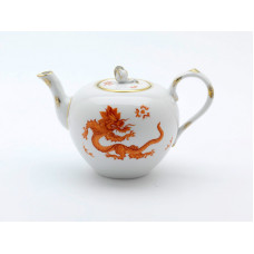 Teekanne, Ming-Drache, reich, rot, ohne Kante, Goldrand, V 0,55 l