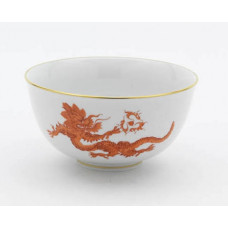 Schale, Ming-Drache, reich, rot, ohne Kante, Goldrand, L 12 cm