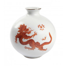 Vase, Ming-Drache, reich, rot, ohne Kante, Goldrand, H 16 cm