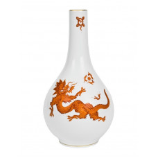 Vase, Ming-Drache, reich, rot, ohne Kante, Goldrand, H 24,5 cm