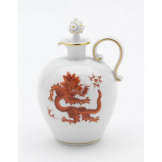 Likörflasche, Ming-Drache, reich, rot, ohne Kante, Goldrand, V 0,30 l