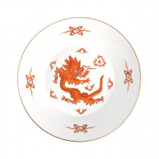 Untertasse zu 55830, Ming-Drache, reich, rot, ohne Kante, Goldrand