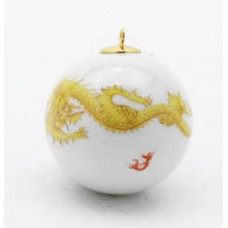 Kugel, Ming-Drache, reich, gelb, ohne Kante, weißer Rand, ø 5 cm