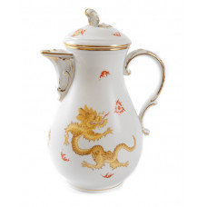 Kaffeekanne, Ming-Drache, reich, gelb, ohne Kante, Goldrand, V 1,20 l