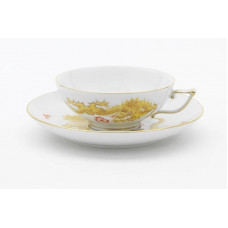 Teetasse m.U., Ming-Drache, reich, gelb, ohne Kante, Goldrand, V 0,11 l