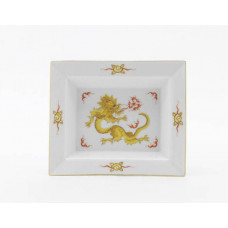 Vide-poche mittel, Ming-Drache, reich, gelb, ohne Kante, Goldrand, 16 x 13,5 cm
